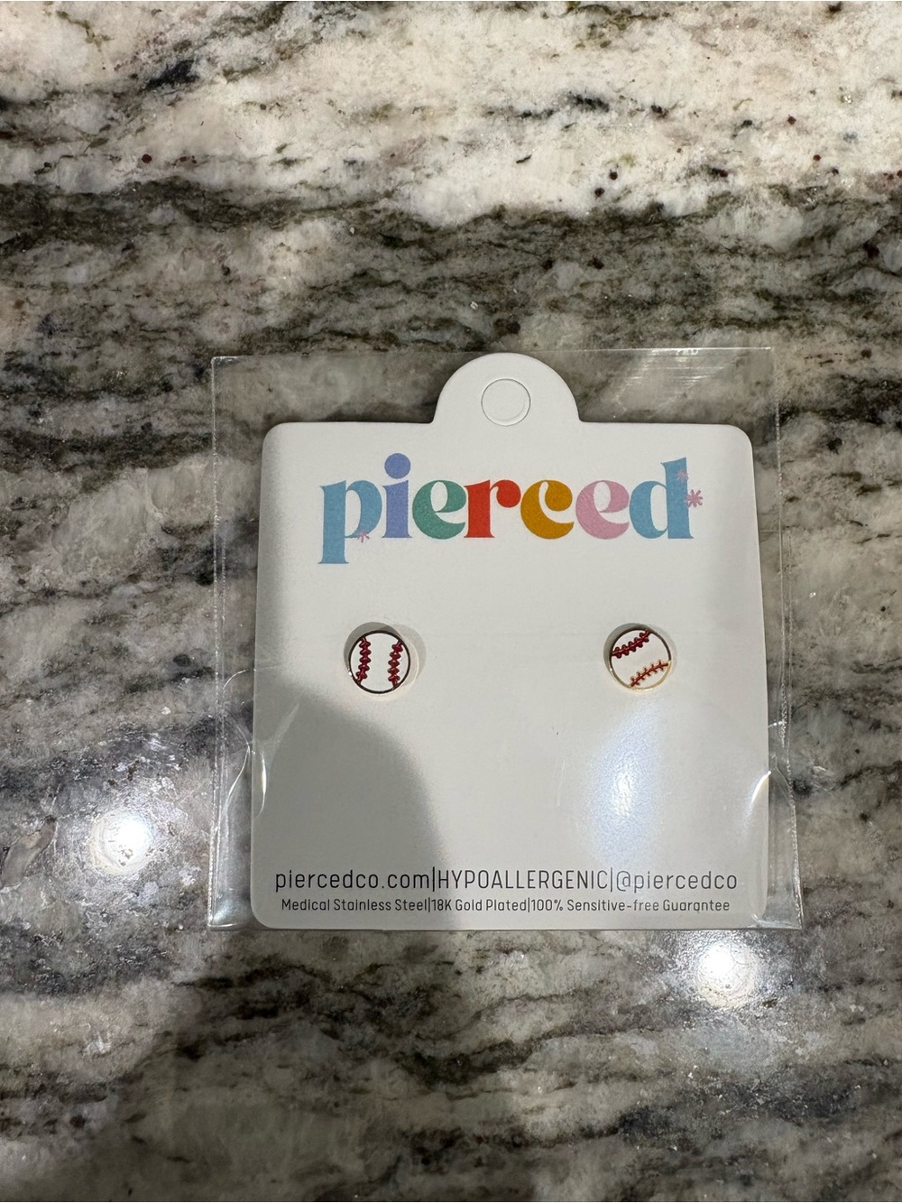 Kids' Pierced & Co White Baseball Stud Earrings - Hypoallergenic